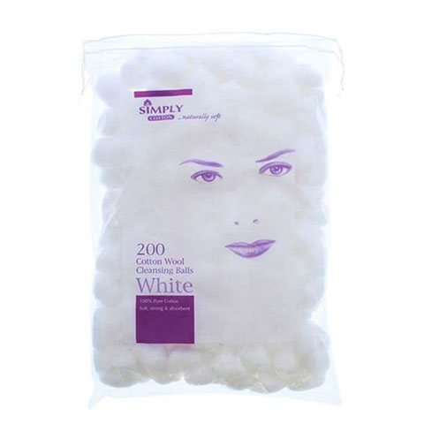 Simply 200 Cotton Wool Cleansing Balls - White