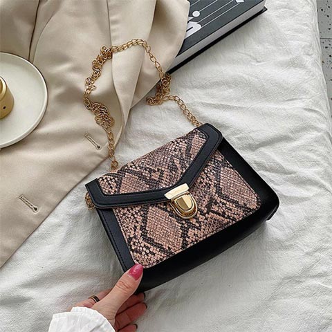 Snake Pattern Lock Small Square Bag - (301074)