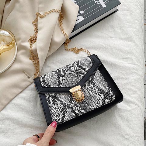 Snake Pattern Lock Small Square Bag - (301072)