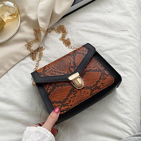 Snake Pattern Lock Small Square Bag - (301075)