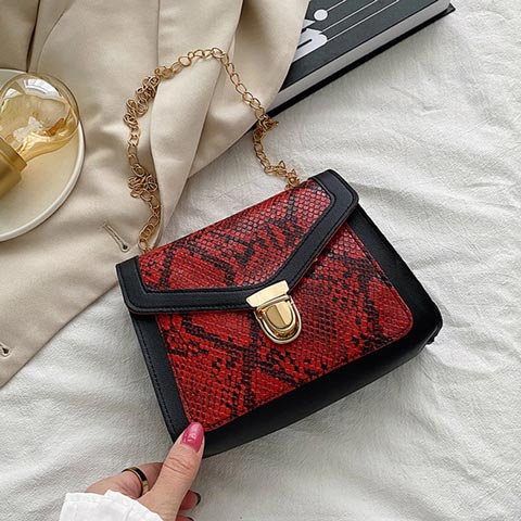 Snake Pattern Lock Small Square Bag - (301073)