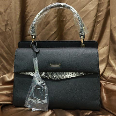 Solid Color Snake Print Ladies Handbag (AA011909071) - Black