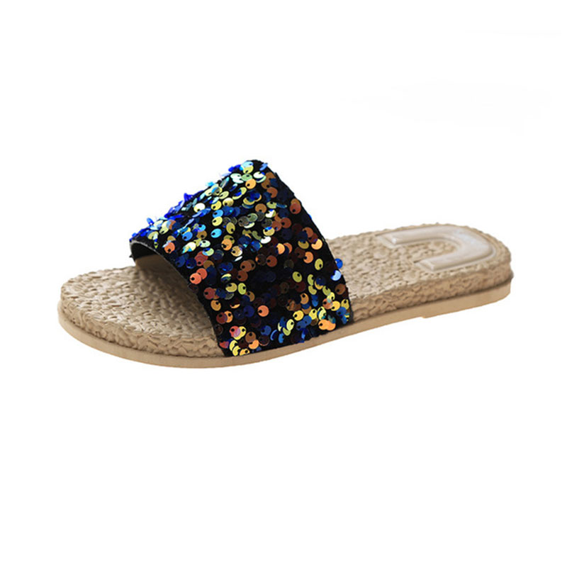 Sponge Cake Instide Sequin Sandals And Slippers