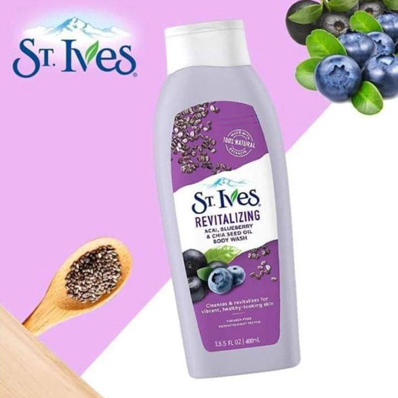 St. Ives Revitalizing Acai,Blueberry & Chia Seed Oil Body Wash 400ml