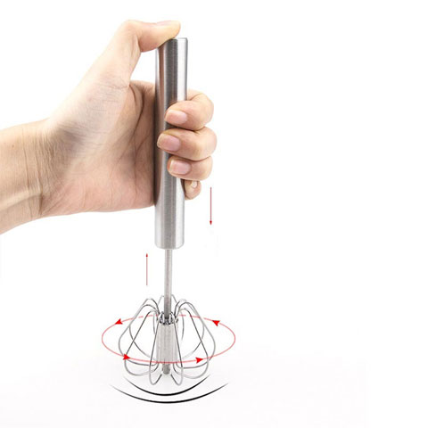 Stainless Steel Manual Push Whisk Cream Mixer 14 Inch