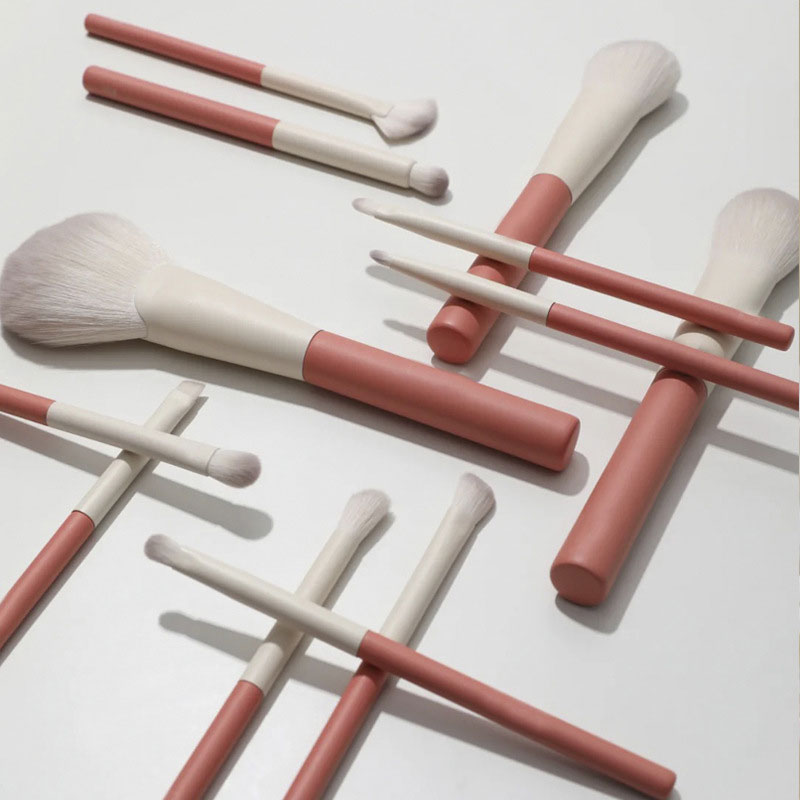 Super Soft 12pcs Makeup Brush Set With Organza Pouch - Pink & Cream