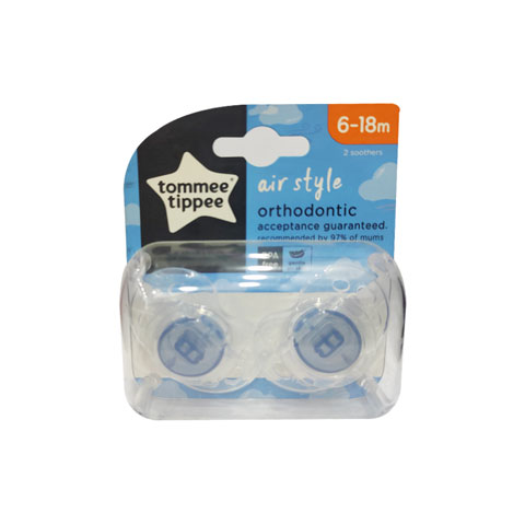 Tommee Tippee Air Style Orthodontic 6-18m Soother 2pc - Blue