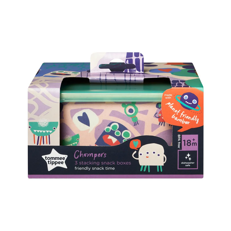Tommee Tippee Chompers 3-piece Bamboo Stacking Snack Boxes - 18+M