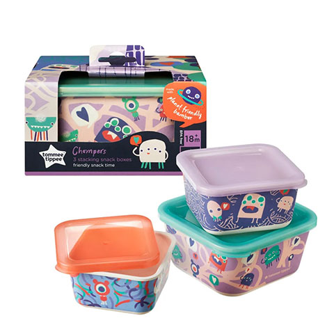 Tommee Tippee Chompers 3-piece Bamboo Stacking Snack Boxes - 18+M