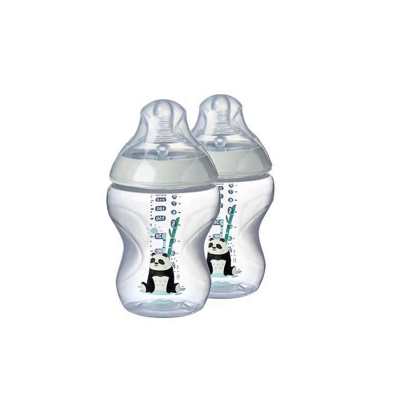 Tommee Tippee Closer To Nature 2 Decorated Panda Bottles 260ml - 2 Pack (5214)