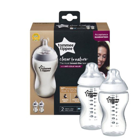 Tommee Tippee Closer to Nature Baby Bottles 3m+ 340ml - 2 Piece