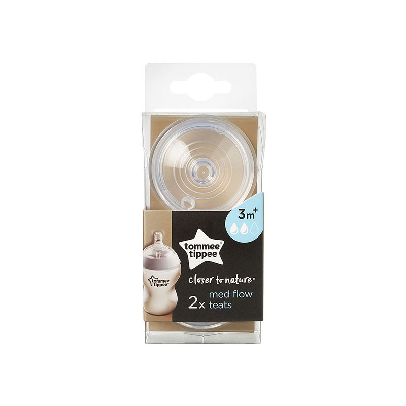 Tommee Tippee Closer To Nature Med Flow 2 pk Teats 3m+