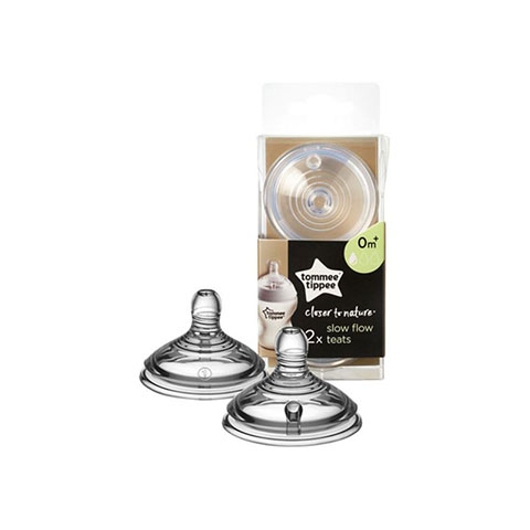 Tommee Tippee Closer To Nature Slow Flow Teats 0m+ - 2Pk (1209)