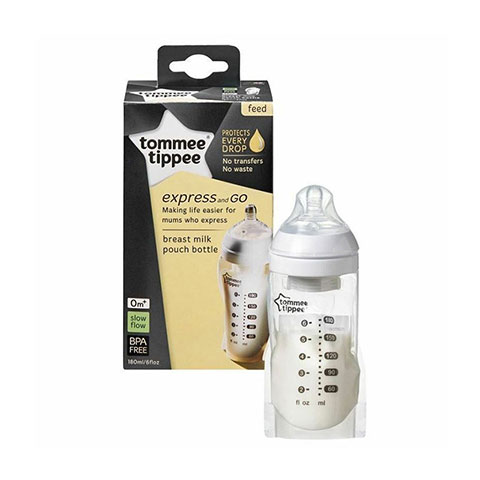 Tommee Tippee Express & Go Breast Milk Pouch Bottle 180ml