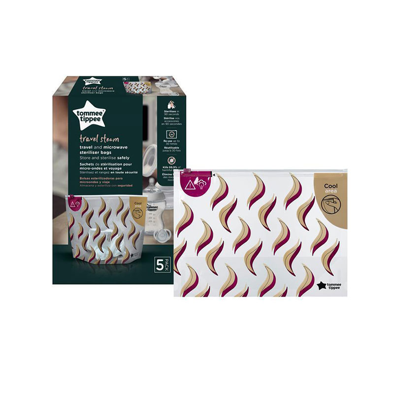 Tommee Tippee Travel Steam and Microwave Sterilizer Bags 5Pack (5954)