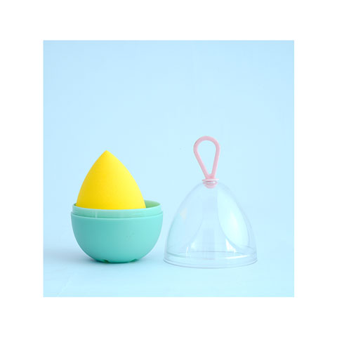 Travel Portable Water Drop Makeup Blender Sponge with Case - Yellow