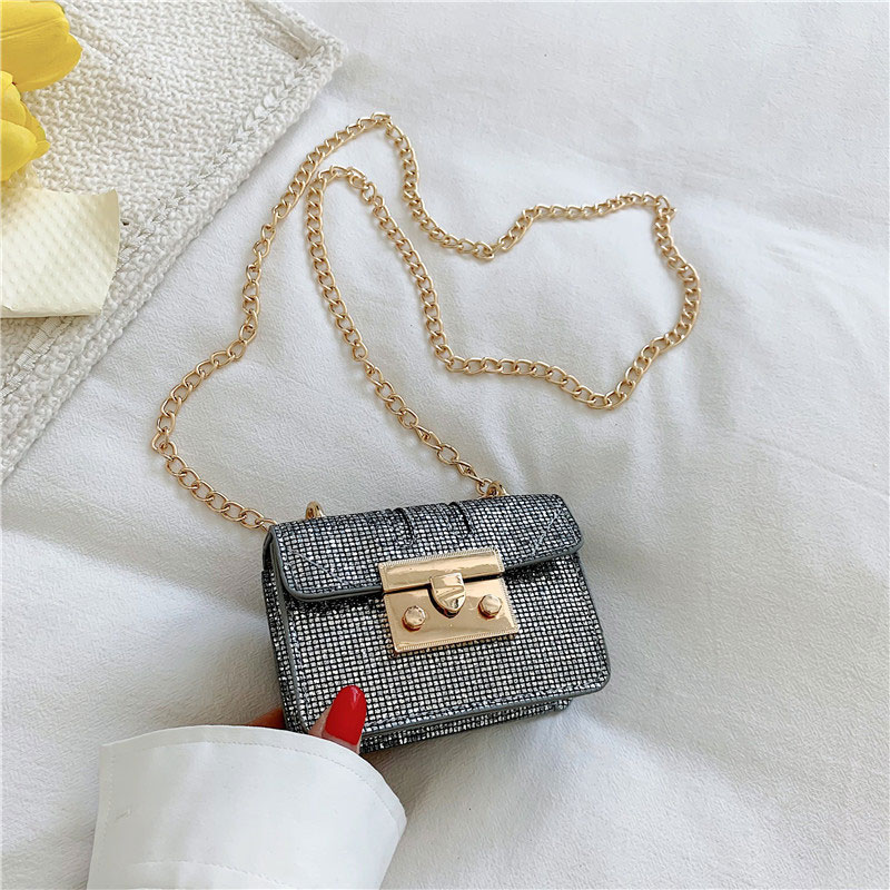 Trendy Square Shape Shiny Mini Crossbody Bag With Chain
