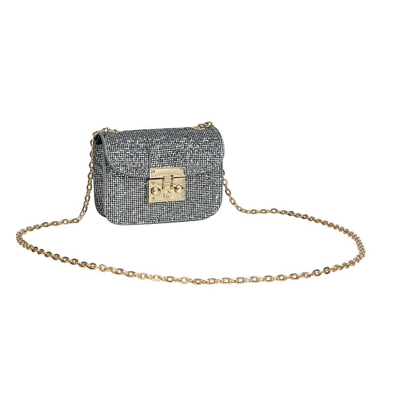 Trendy Square Shape Shiny Mini Crossbody Bag With Chain