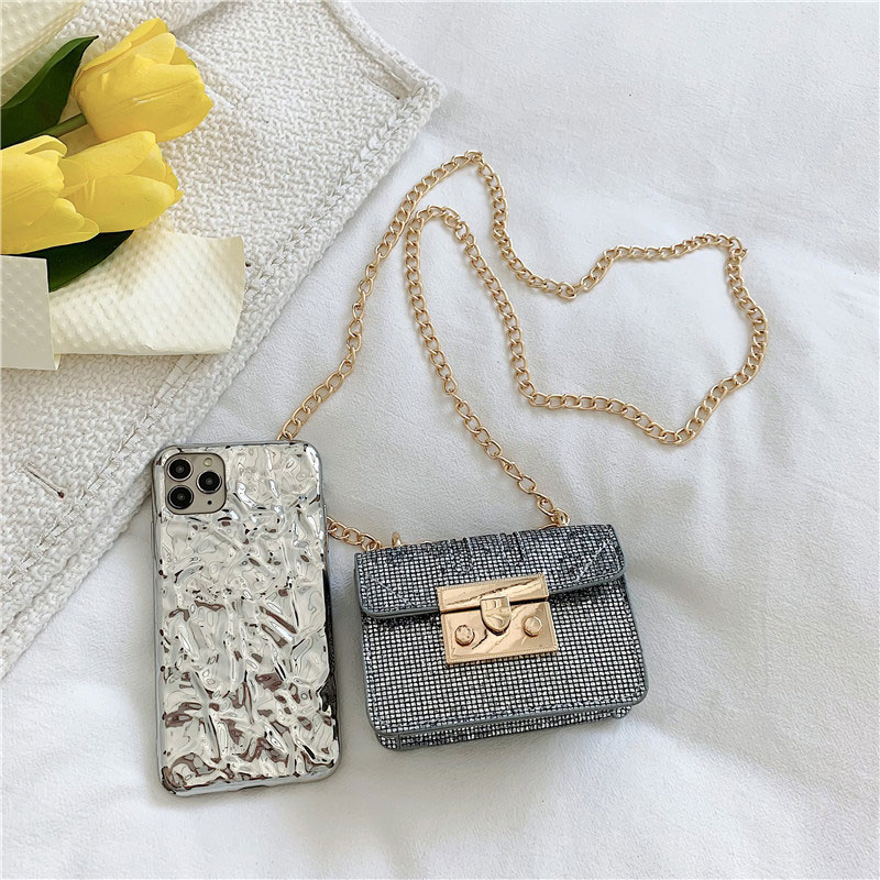Trendy Square Shape Shiny Mini Crossbody Bag With Chain