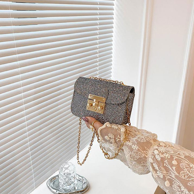 Trendy Square Shape Shiny Mini Crossbody Bag With Chain