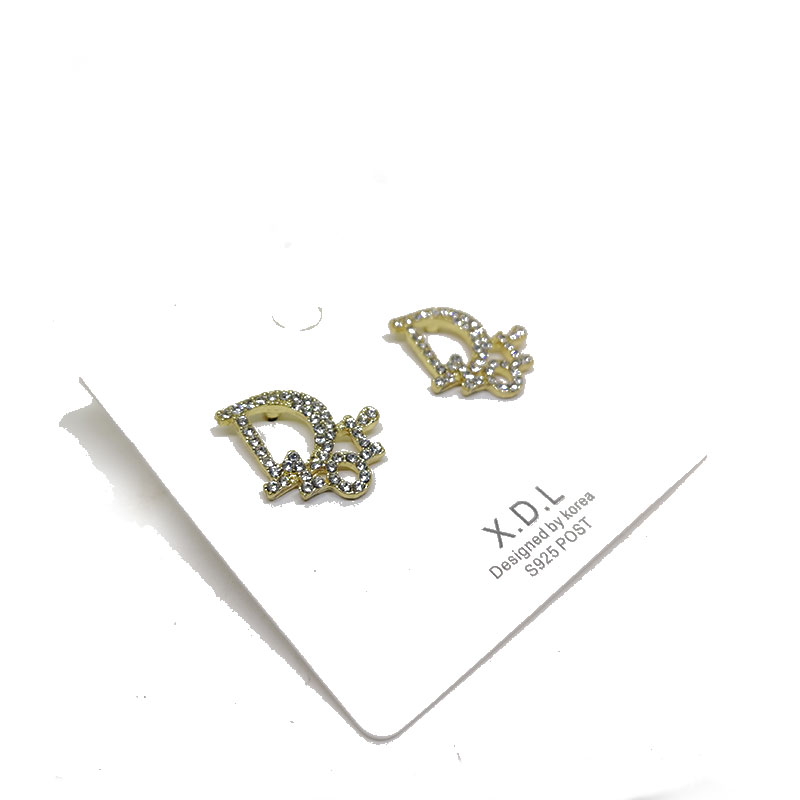 Trendy Stone Stud Letter Earrings (301031)