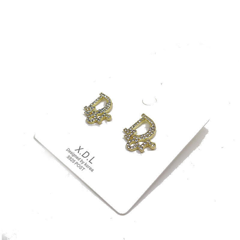 Trendy Stone Stud Letter Earrings (301031)