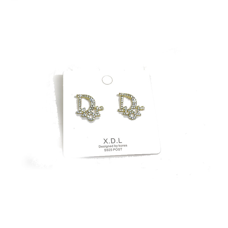 Trendy Stone Stud Letter Earrings (301031)