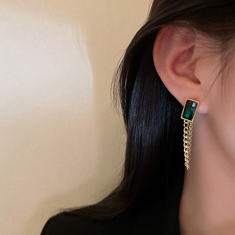 Trendy Women's Sea Salt Green Stone Stud Earrings (301025)