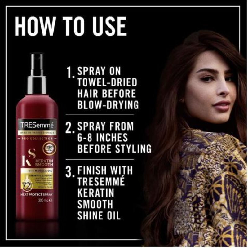 Tresemme Keratin Smooth Heat Protect Spray With Marula Oil 200ml