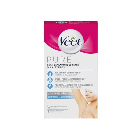 Veet Pure Underarm Wax Strips For Sensitive Skin - 16pcs