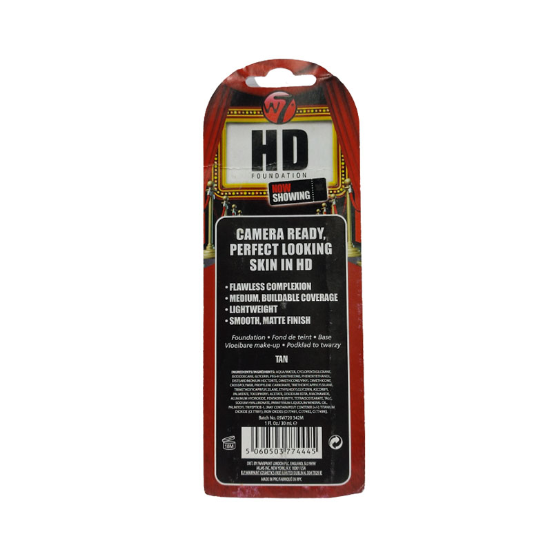 W7 12 Hour HD Foundation 30ml - Tan