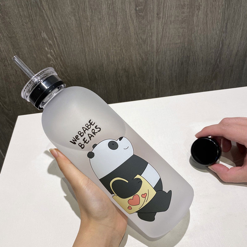 Webabe Bears Plastic Water Bottle 1000ml - Black panda