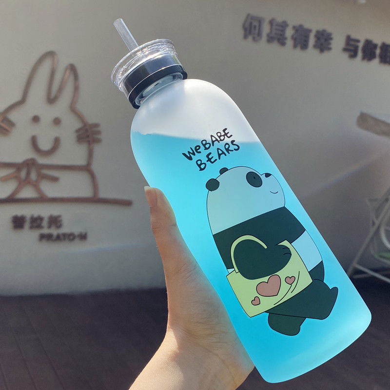 Webabe Bears Plastic Water Bottle 1000ml - Black panda
