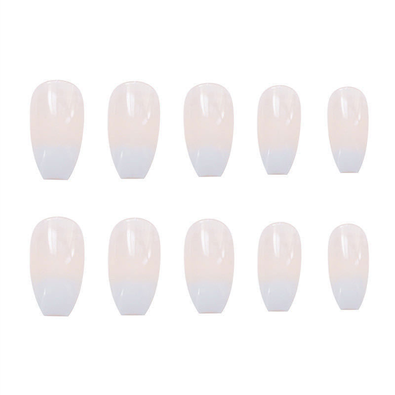 White Gradient Stickers Finished Fake Nails 24pcs - White & Baby Pink
