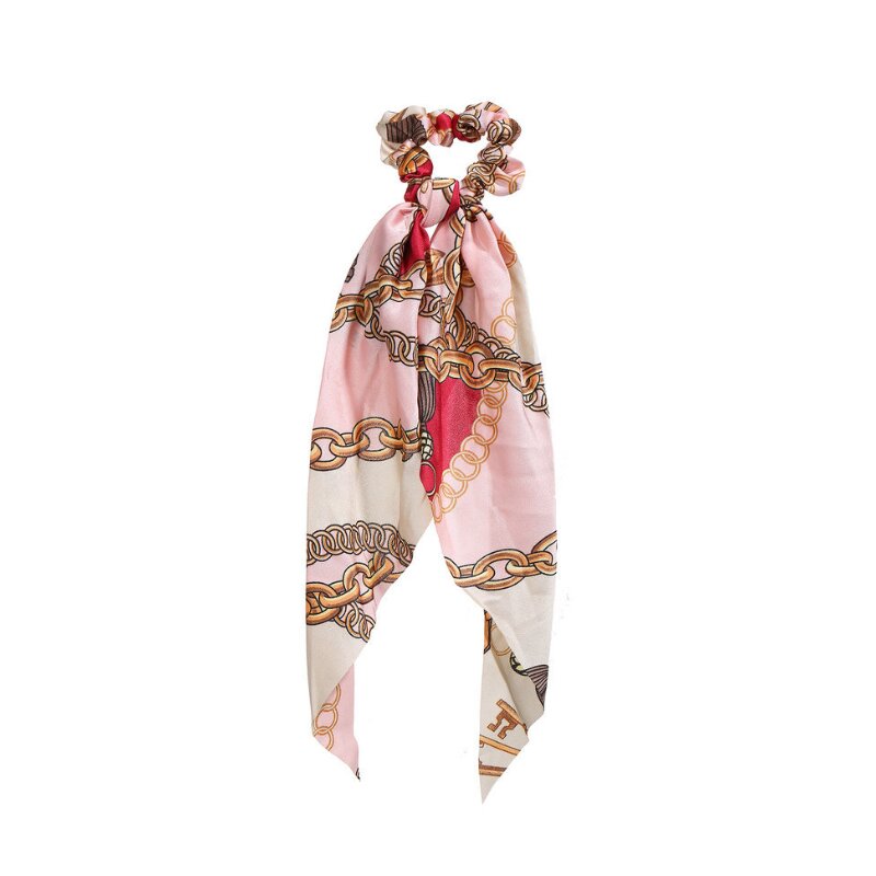 Womens Long Silk Cloth Ponytail Scrunchies Hair Tie - 44 Pink