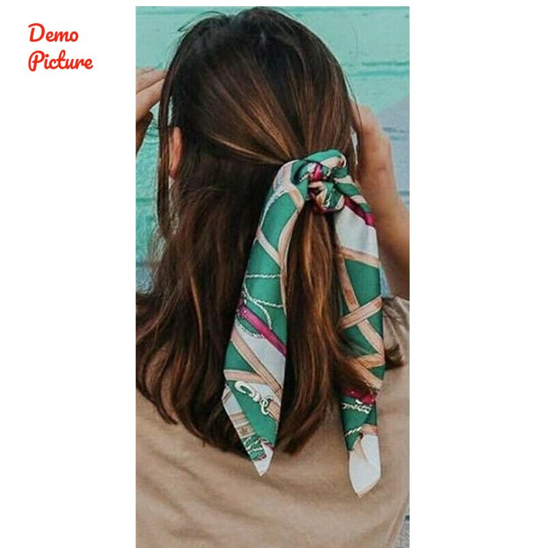 Womens Long Silk Cloth Ponytail Scrunchies Hair Tie - 66 Green