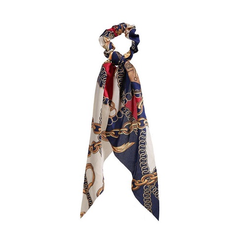 Womens Long Silk Cloth Ponytail Scrunchies Hair Tie - 99 Blue
