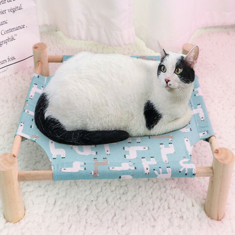 Wood Canvas Four-Corner Frame Moisture-Proof Washable Cat Litter Camp Bed