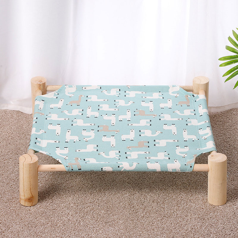 Wood Canvas Four-Corner Frame Moisture-Proof Washable Cat Litter Camp Bed