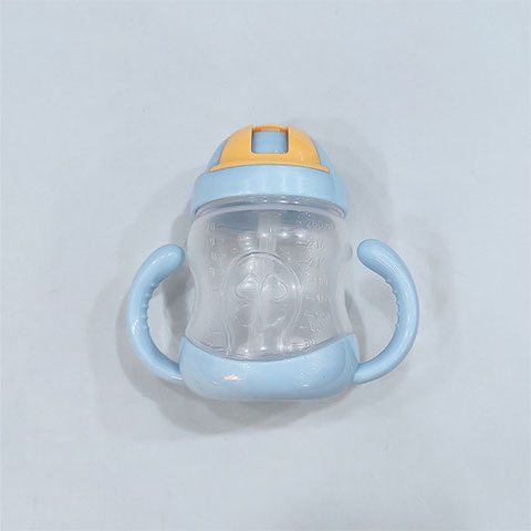 Zhuan Zhuan Xiong Double Handle Baby Straw Cup 280ml - Blue